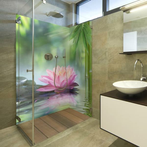 Crédence Douche Fleur de Lotus Rose