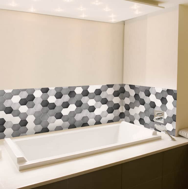 Crédence Baignoire Hexagones