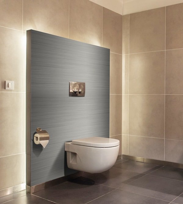 protection mural salle de bains, alu brossé