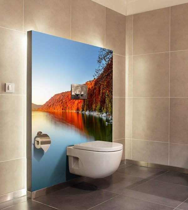 photo lac du jura, panneau salle de bains étanche imprimé, ambiance voyage