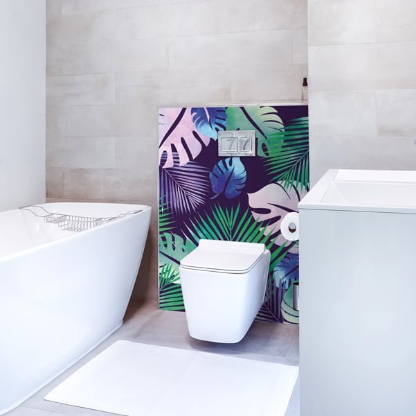 illustration tropicale, crédence salle de bains, pano deco