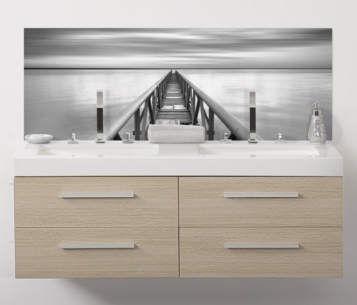 crédence ponton noir et blanc, ambiance nature, Bridge to the infinitive