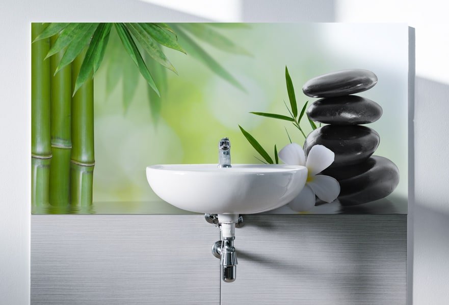 crédences sur mesure à coller sur ancien carrelage, ambiance zen, floral