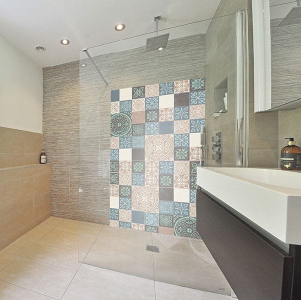 Crédence Douche Carreaux Bleus