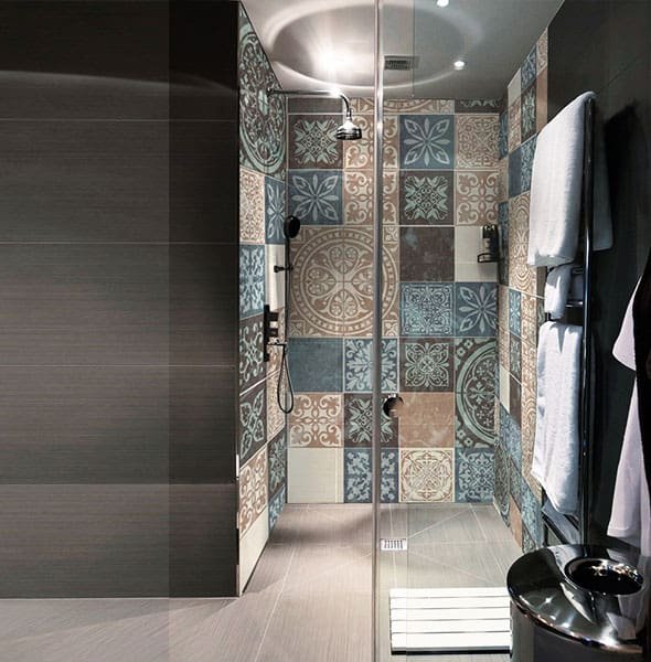 Crédence Douche Carreaux Bleus