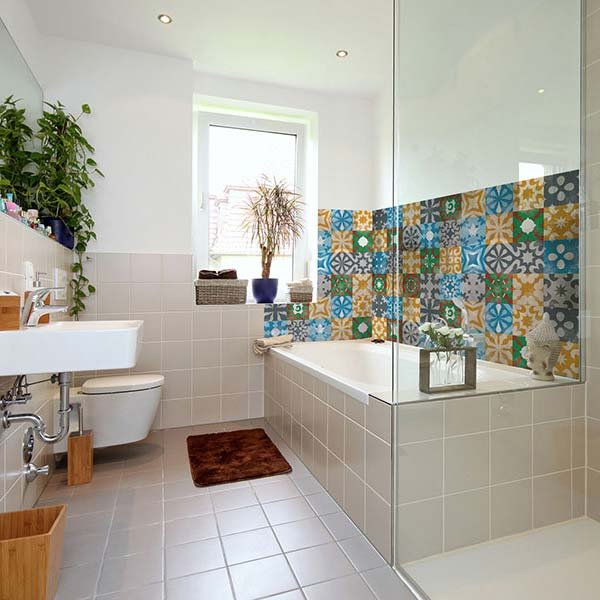 Crédence Baignoire Carreaux Graphique