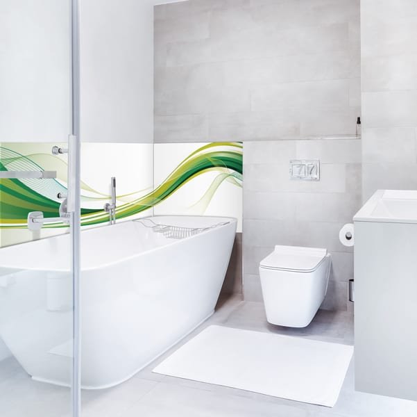 panneau décoratif, habillage mur salle de bains, panodeco urban chic, modèle onde verte