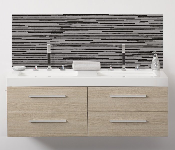 Crédence aluminium composite, motif line gris, haute définition,