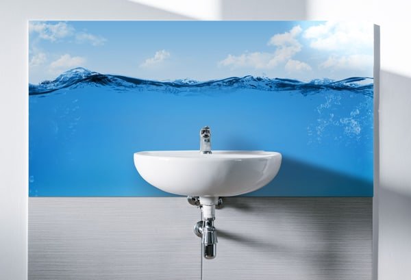 Revêtement décoratif pour salle de bains, grand bleu