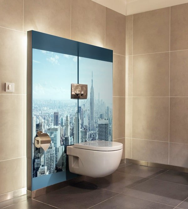 Panneau imprimé gratte-ciel new york pour salle de bains