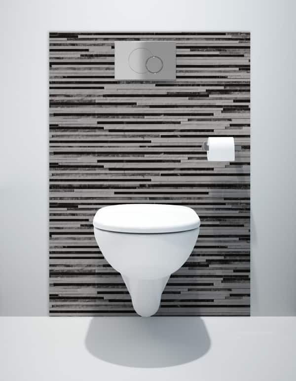 motif line gris, panneau mural à coller, Pano Déco Salle de Bains