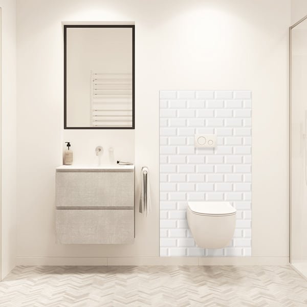 Crédence WC Carreaux de Métro blanc sur-mesure