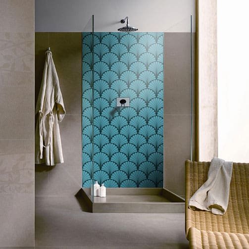 donner un style art déco à sa douche, crédence sur mesure Rosace Art Déco