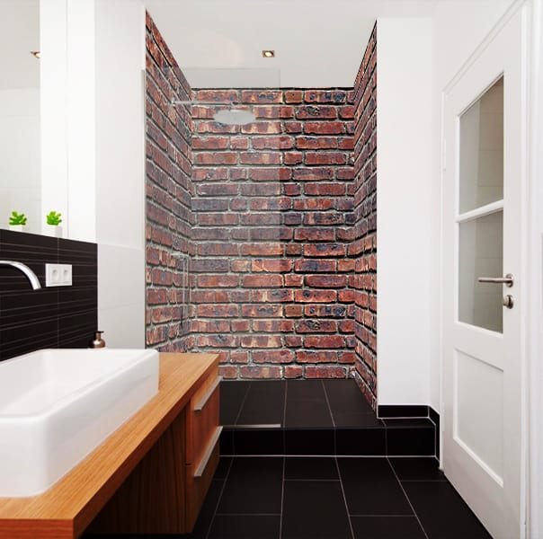 Rénover sa douche à moindre coût, sans travaux, crédence sur-mesure briques