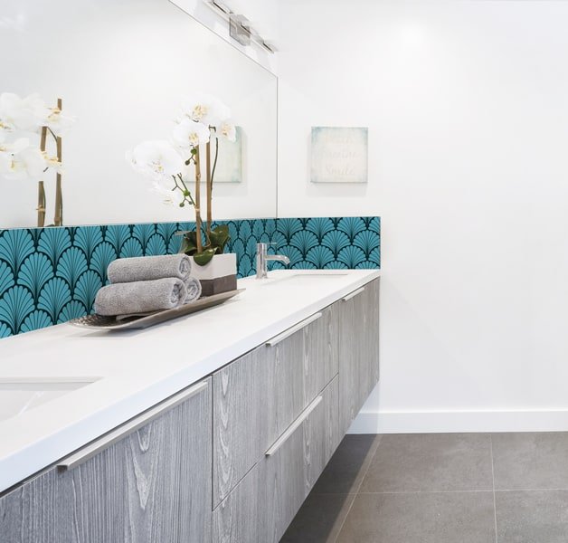 crédence vasque sur mesure, motif rosace art déco