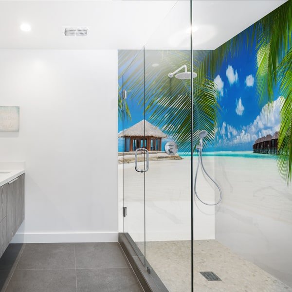 Panneaux imprimés sur mesure, ambiance voayage, photo blue lagon