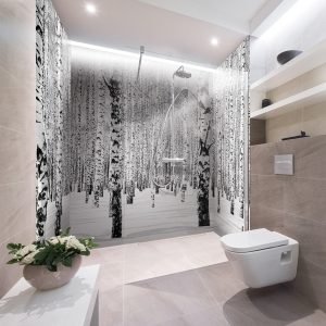 panneau mural forêt de bouleaux