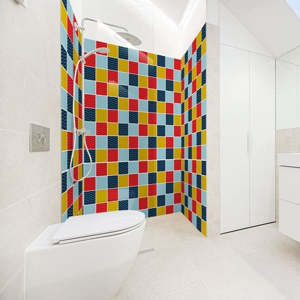 revêtement décoratif salle de bains sans joint étanche carreaux pop art