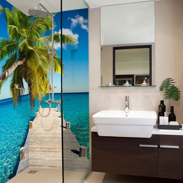 Crédence sur mesure en aluminium composite, ambiance voyage, impression haute qualité