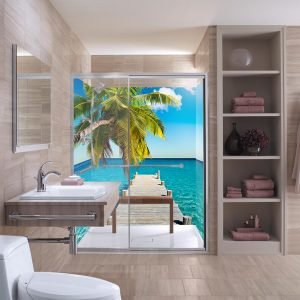 panneau mural douche escape cocotier