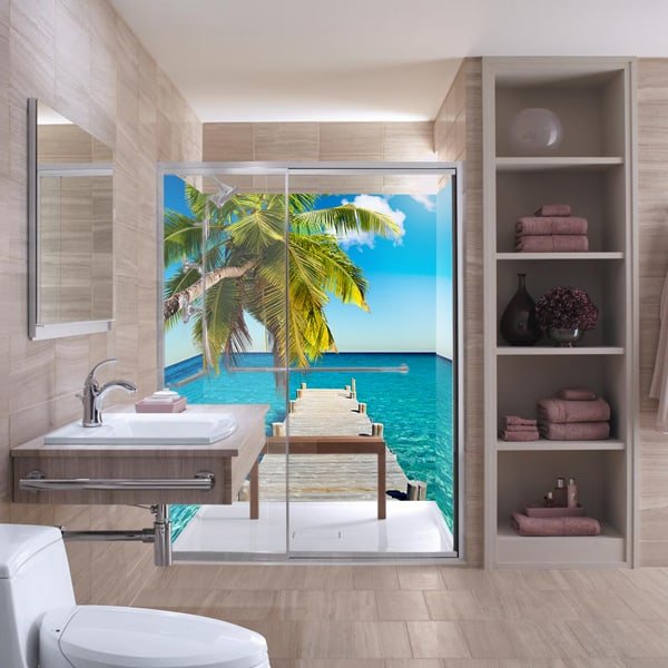 panneau mural douche escape cocotier