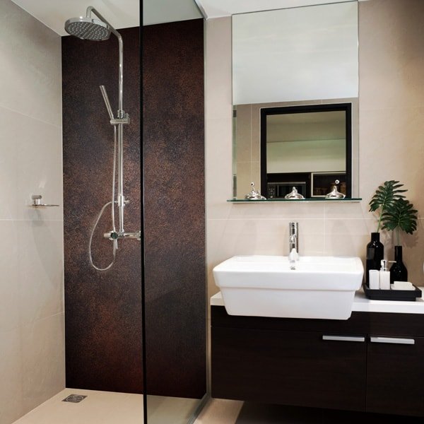 panneau mural douche métal rouillé