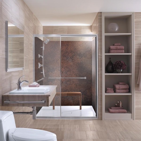 recouvrement mural pour la douche, rénovation sans joint, effet métal rouillé