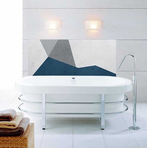 crédence baignoire peinture bleu