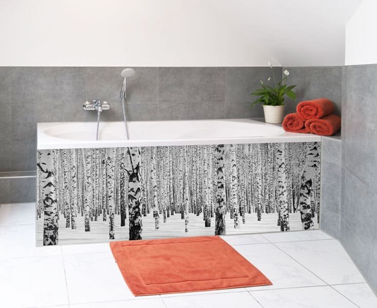 tablier de bagnoire sur mesure, forêt de bouleaux