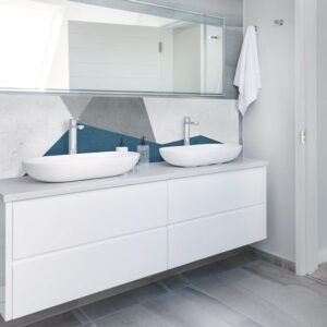 panneau mural salle de bains couleur bleu