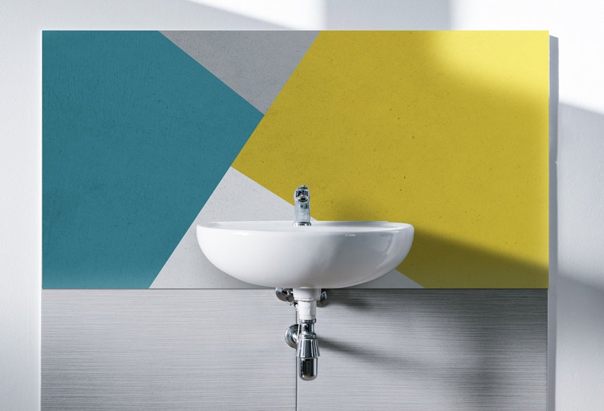 crédence aluminium composite, rénovation mur salle de bains sur mesure, décor Peinture Tricolore
