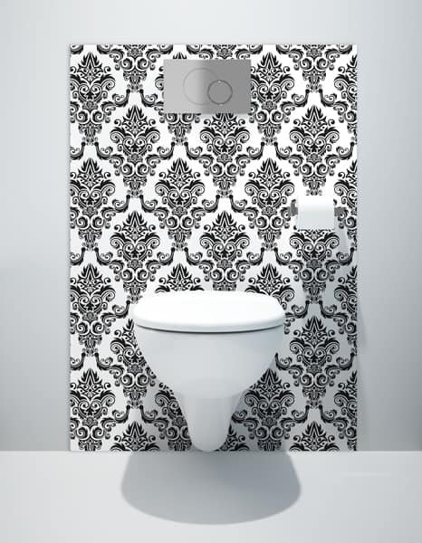 crédence motifs baroque noir et blanc salle e bains