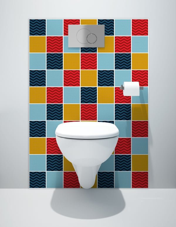 Protection mural décorative de salle de bains style pop art