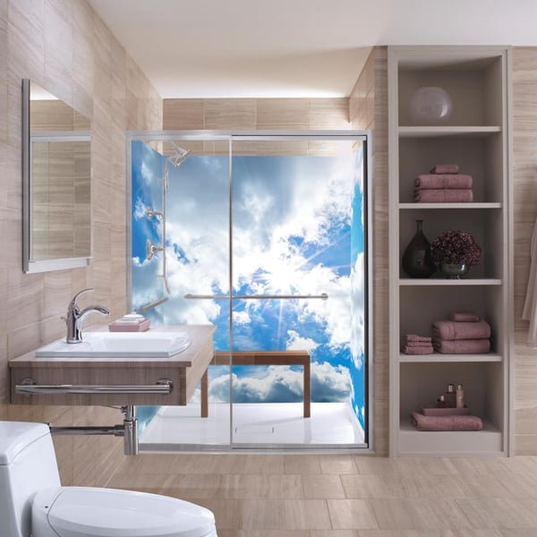 panodeco, spécialiste de la crédence sur mesure, ambiance nature, décor blue sky