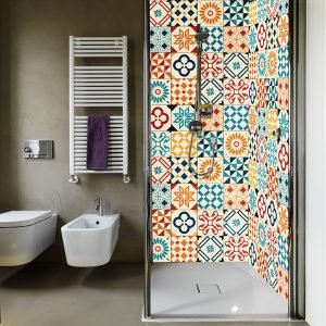 Panneau mural douche carreaux colorés