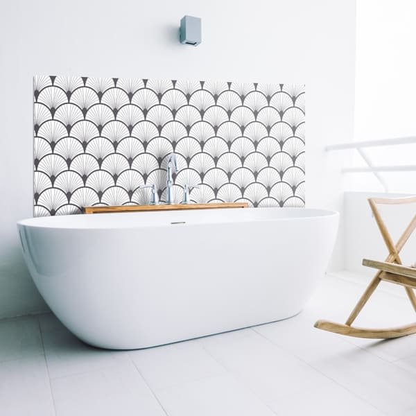 Motif Seigaiha pour les murs de la salle de bains