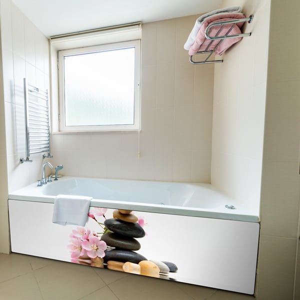 Tablier de baignoire décor équilibre, panneau collé salle de bains, panodeco zen galet