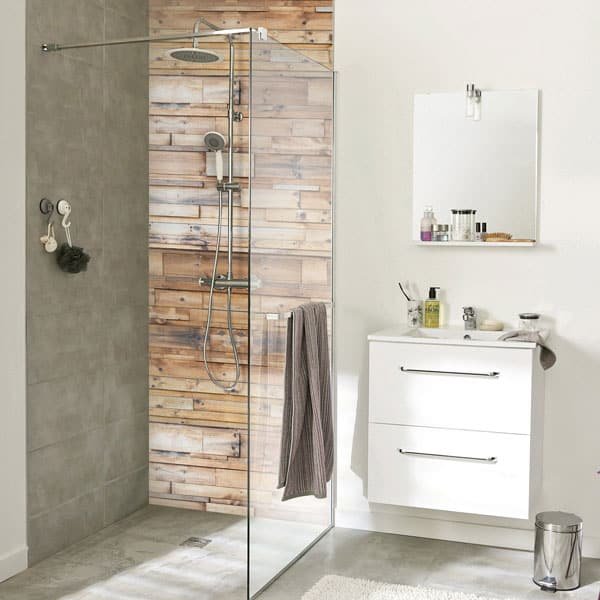 recouvrement mural pour la salle de bains, décor wood, Fabrication sur-mesure