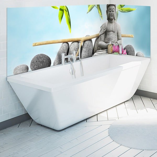 Habillage mur sdb, crédence étanche et décorative, ambiance Zen, Feng-shui