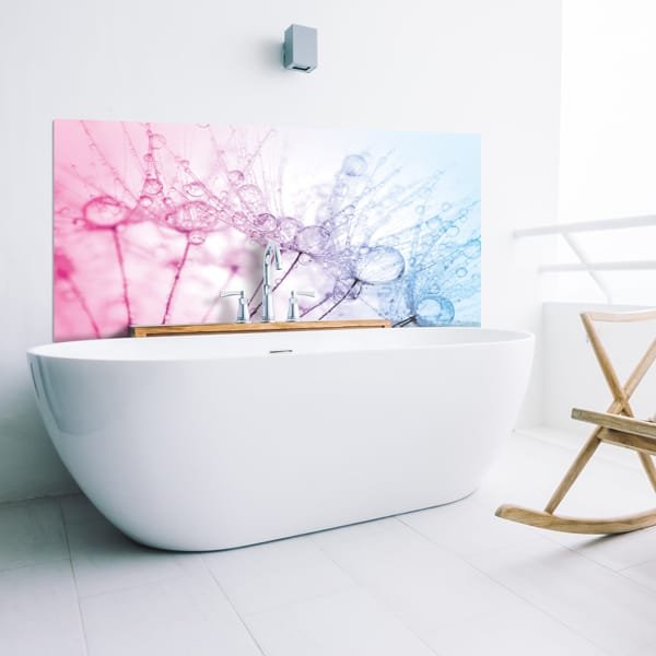 Habillage mur sdb, panneau sur mesure étanche et décoratif, ambiance nature Rosée Matinale