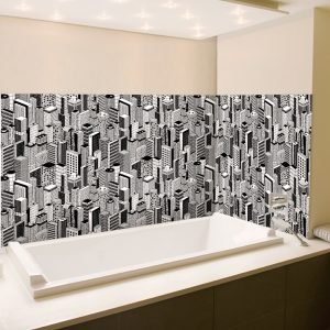 crédence baignoire panorama urbain