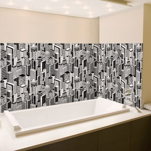 crédence baignoire panorama urbain