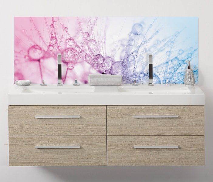 crédence pissenlit de couleurs pour la salle de bains