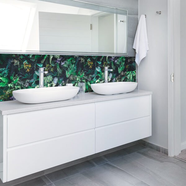 panneau mural salle de bains feuillage luxuriant