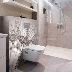 panneau mural salle de bains brume minérale