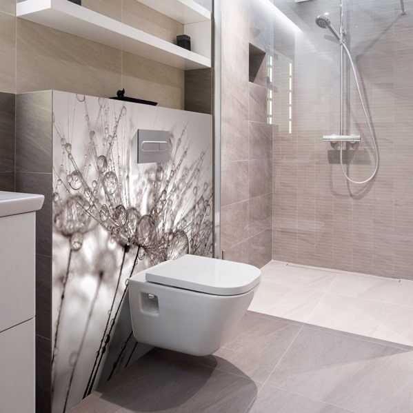 panneau mural salle de bains brume minérale