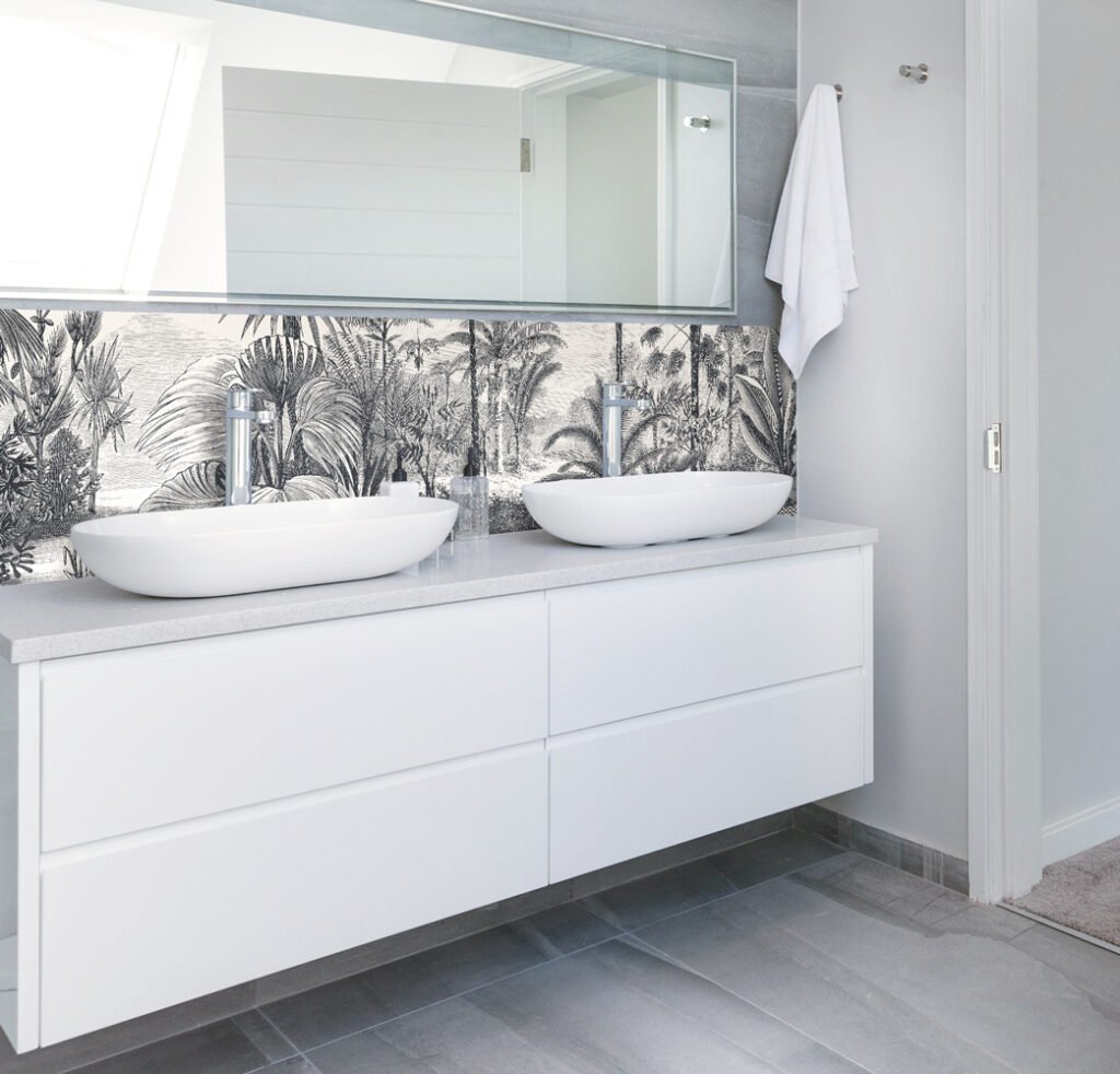 Crédence sur-mesure Gravure Végétale salle de bains