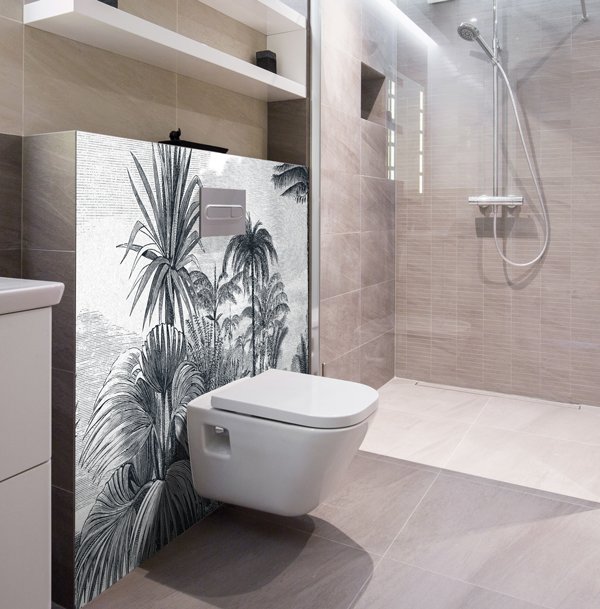 Panneau mural salle de bains WC modèle Gravure Végétale