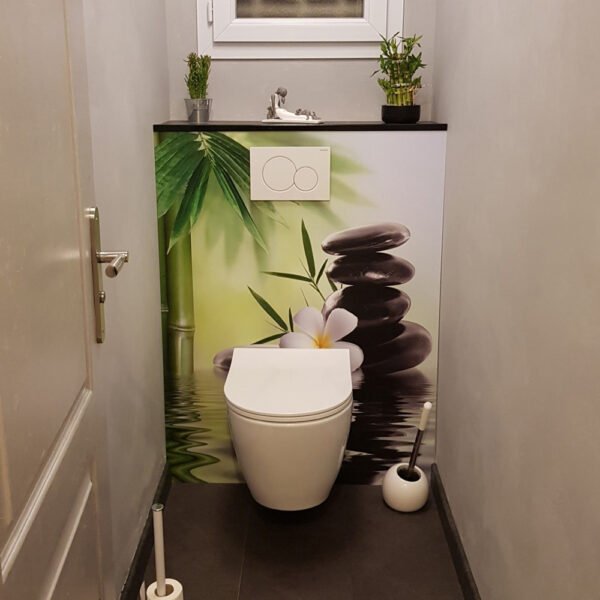 Crédence panneau WC sur-mesure ambiance zen floral
